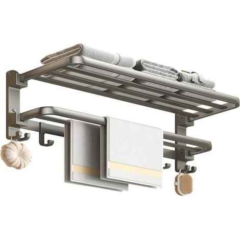 Porte-serviettes en aluminium gris anthracite, organisateur de rangement pour salle de bain Punch (gris) (1/5)
