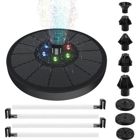 (Multicolore)Fontaine Solaire - Non spécifié - 3W - Batterie de Stockage - Lumière LED - 7 Modes de Pulvérisation (1/4)