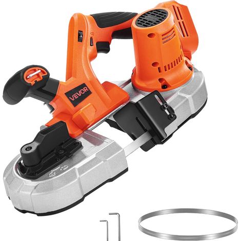 Scie à Ruban Portative 20 V, Profondeur de Coupe 6,5 cm, Moteur sans Balais, sans Fil, Compacte, avec Crochet de Suspension, Vitesse Variable de 0-192 m/min, pour Couper Métal Bois (Outil Seul) (1/5)