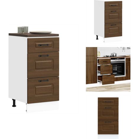 Armoire de cuisine Kalmar chêne marron bois d'ingénierie - Armoire De Cuisine - Armoires De Cuisine - Meuble D'évier - Meuble D'évier De Cuisine (1/5)