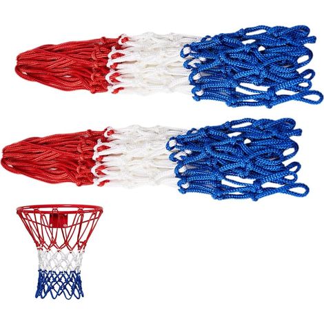 2 Pieces Polyester Net Removable Basketball 12 Loops, Replacement Basketball Ball, Rain and Sunproof, for Indoor and Outdoor Use, Standard Size, 12 Schlaufen (3 Farbig) (1/5)