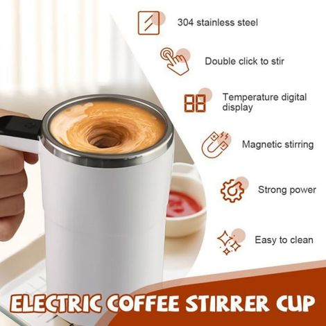 1 Tasse auto-agitante, écran LCD température, acier inoxydable, recharge USB, bureau voyage (1/5)