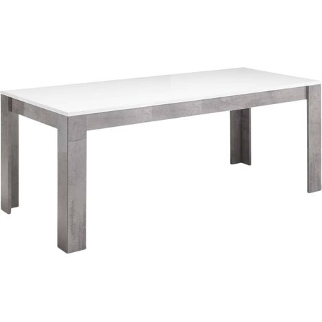 CLARK - Table de Repas Rectangulaire 190x90cm Laquée Blanc et Marbre (1/3)