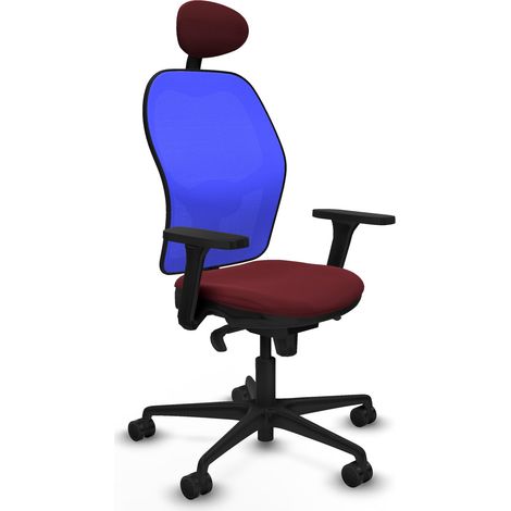 Jorquera sincro malla azul similpiel granate brazos 3D base nailon cabecero fijo ruedas 65mm nailon (1/5)