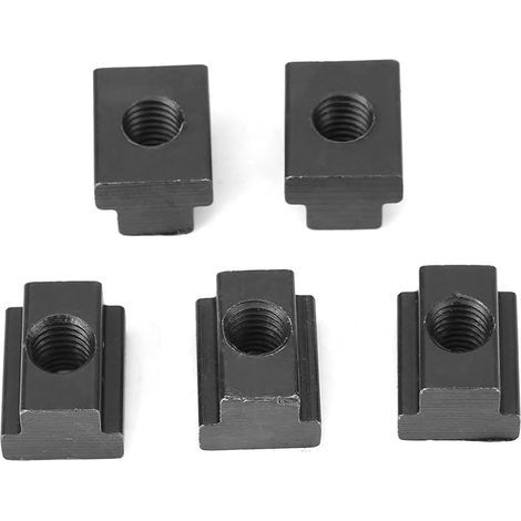 T-Nut-Muttern, 5 Stück M10 Gleit-T-Muttern aus Kohlenstoffstahl, schwarz oxidiert (1/5)