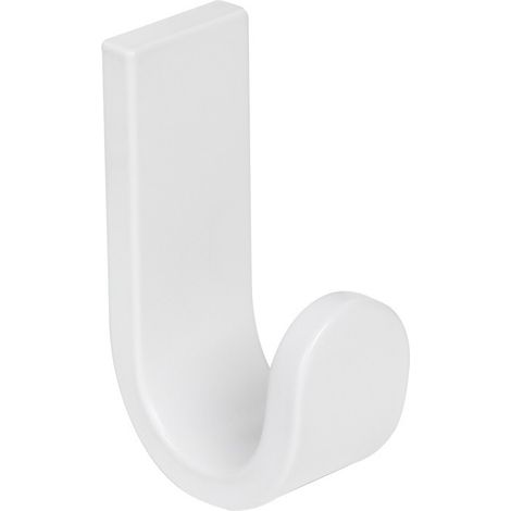 Patère MATERIA en aluminium brillant éloxé Blanc - 3 x 4,6 x h8 cm - avec adhésif 3M - Koh-I-Noor