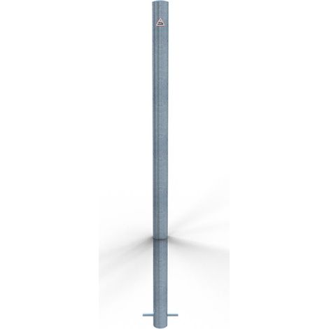 Schake Absperrpfosten aus Stahlrohr verzinkt Ø42x2,5mm mit aufgeschweißter Stahlkappe 900mm Überflur zum Einbetonieren mit Erdanker ohne Ösen