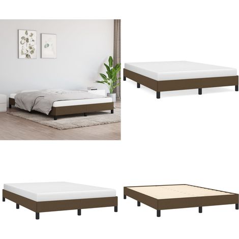 Bettgestell ohne Matratze Dunkelbraun 140x200 cm Stoff - Bettrahmen - Doppelbett - Holzrahmen - Lattenrost - Massivholzbette - Home & Living (1/5)