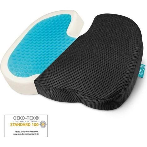 Beautissu Coussin de siège Orthopédique Gel Memory Foam BeauErgo GS Coussin de siège Gel pour Chaise et Voiture - 45x35x7 cm (1/4)