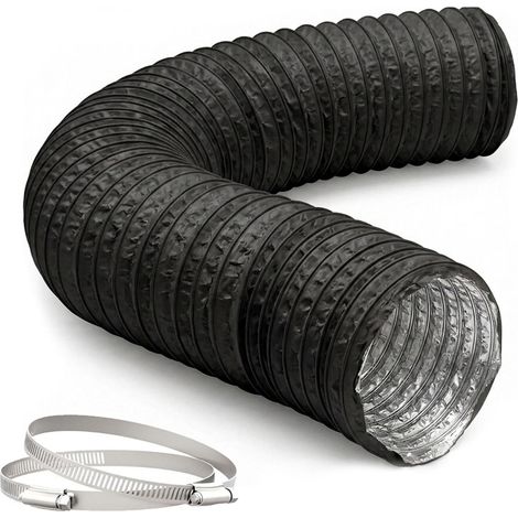 Manguera de ventilación flexible negra, 5 m - 100 mm, PVC y aluminio. (1/5)