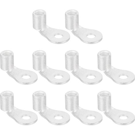 7 AWG - 1/8" Cosses De Câble En Cuivre, Embouts De Câble De Batterie À 90 Degrés, Cosses De Batterie, Bornes À Œillet, Connecteurs, Œillet En Cuivre Nu (Argent, 10Pcs) (1/5)