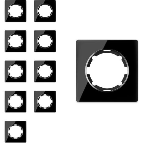 Plaque de finition Garda, en verre, 1 poste, encastré (lot de 10) - noir