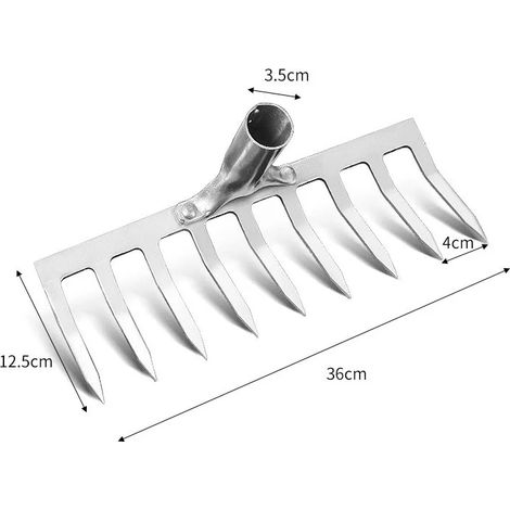 Outil agricole (9 dents) : Râteau à 9 dents pour labourer, ameublir la terre, niveler le terrain et désherber le jardin outil polyvalent (1/5)