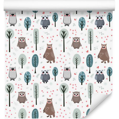 Papier peint hibou mignon pour salon et chambre 50x1000 cm (1/5)
