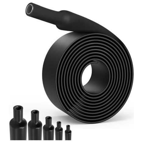 4:1 Gaine Thermorétractable Ø12/16/20/32/40mm, Tube Thermorétractables avec Adhésif 2M, Gaine Thermorétractable Noir (Ø12mm2M)