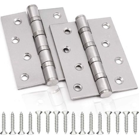 3mm Stainless Steel Door Hinge – Set of 2 Folding Hinges 100x75mm – Corrosion Resistant – For Solid Interior Doors (1/5)