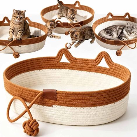 Mongrosmatou Panier Chat, 3-en-1 Lit Apaisant, Griffoir, Jouet,45 56cm (1/5)