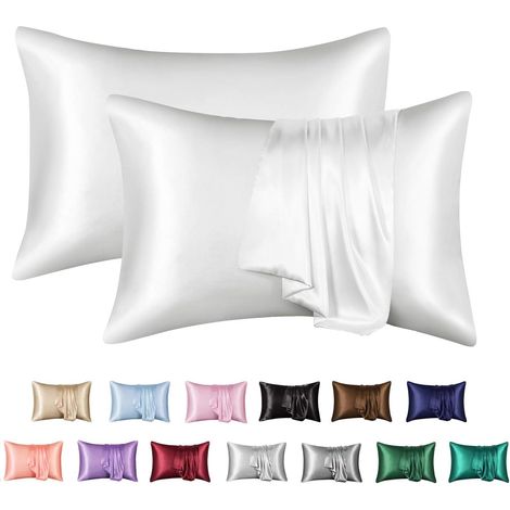 Fundas de Almohada de Seda Pura 100% Suaves y Planas para Cabello y Piel