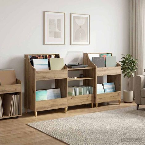 vidaXL Ensemble d'étagères pour médias 3 pc Chêne artisanal (1/5)