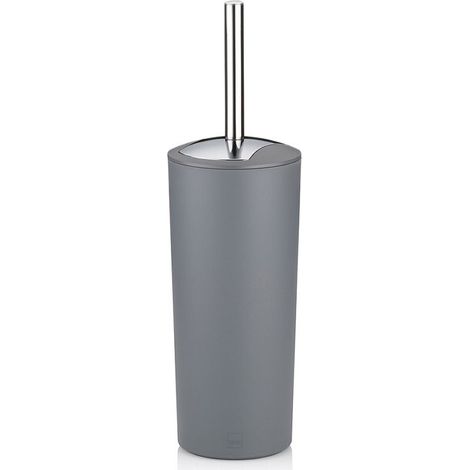 Brosse WC Polyester Gris Mat et Manche Argenté Marta (1/2)
