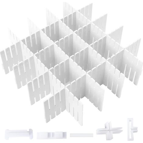 16 Séparateur de tiroir, Grille réglable, Diviseur modulable, Pour cuisine, bureau, chambre (1/5)