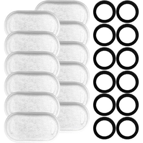 Compatible avec les cartouches filtrantes pour fontaines à eau pour chats PETLIBRO (paquet de 12) — Filtres de rechange et coton filtrant pour fontaines à eau pour chats — Accessoires pour distributeu