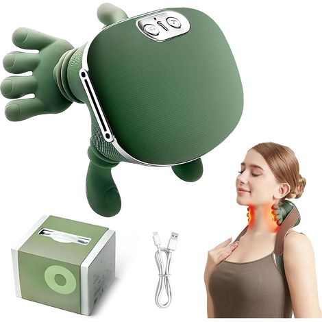 Masseur Dos et Cervicales 4D à Main Bionique, Massage Cervicales et Cou avec 3 Niveaux et 2 Niveaux de Température, Massage Dos Profond pour Soulager la Douleur et Détendre