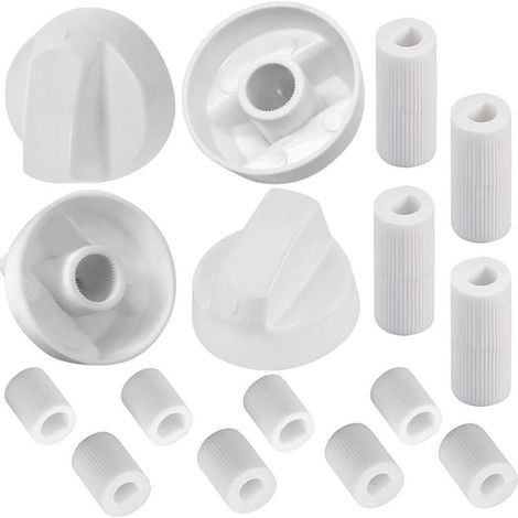 Juego de interruptores de repuesto con 4 interruptores para cocinas de gas, diámetro interior de 6 mm/8 mm, para hornos, color blanco. (1/5)