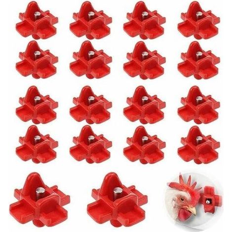 18 pcs,Abreuvoir Automatique Poule,TéTine à Eau De Volaille,Abreuvoir Poules ,Nouvelle Fontaine Boire pour Poulet, Volaille Rouge,Adapté Aux Poules, Canards, Volailles (1/5)