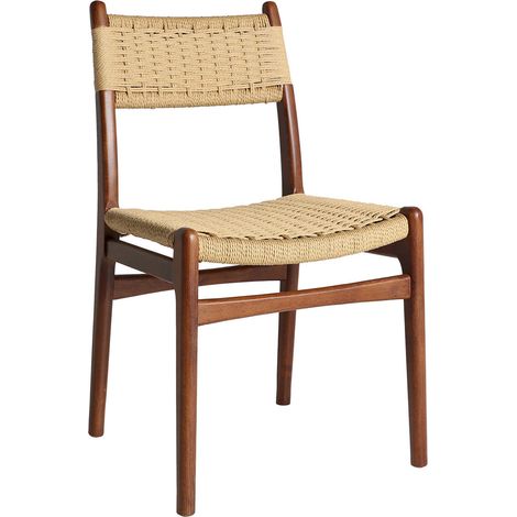 Chaise nordique en bois de hêtre et corde beige élégante (1/5)