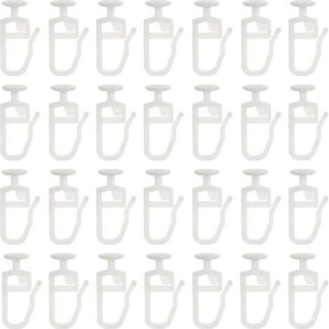 30 Pcs Crochet de Rideau Rail Glisseur Rail Rideau Poulie à Rideaux en Plastique Blanc pour Rideau de Douche Porte et Fenêtre (1/4)