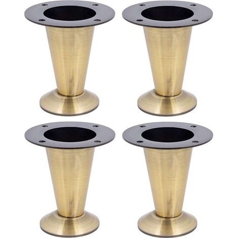 Gambe per mobili vintage in ottone non regolabili – Base conica avvitabile – Finitura ottone anticato – Altezza 102 mm – Per mobili rustici (1/2)