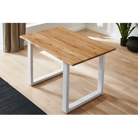 Esstisch Baumkante Massiv Wildeiche 160 x 85 weiß SESSA (1/5)