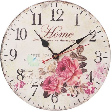 Horloge murale vintage silencieuse en bois (1/5)