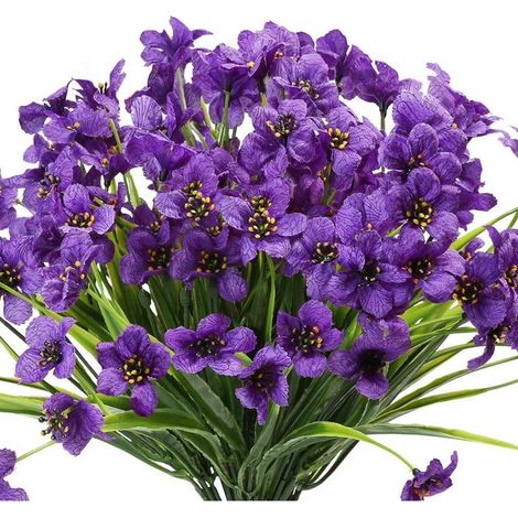 10 Bundles Fleurs Artificielles Extérieures Résistant Aux Uv Pas De Fade Faux Fleurs Violettes Pour Intérieur Extérieur Plantes Suspendues Jardin Patio Porche Fenêtre BoTe Maison De Mariage Décor De F (1/5)