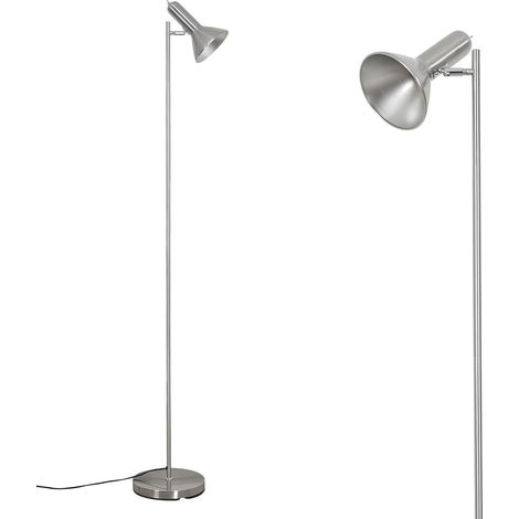 Lampadaire de salon, style rétro, culot E27, max. 60 W, hauteur 161 cm, lampe de lecture, lampe de lecture, lampadaire industriel en métal pour canapé, chambre à coucher, bureau, nickel (sans (1/5)