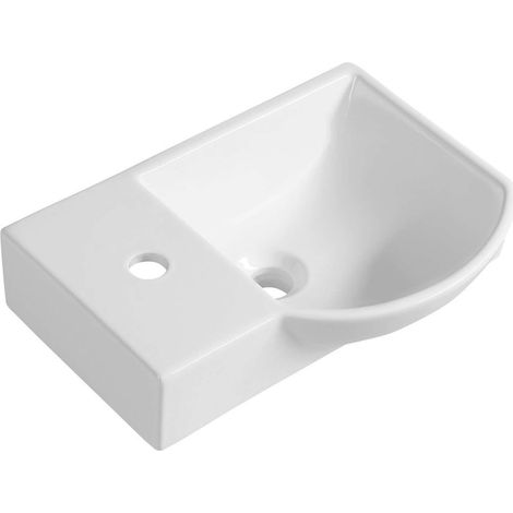 Sapho Small - Lavamanos 45x32 cm, con 1 orificio para grifo a la izquierda, con rebosadero, blanco 4779 (1/4)