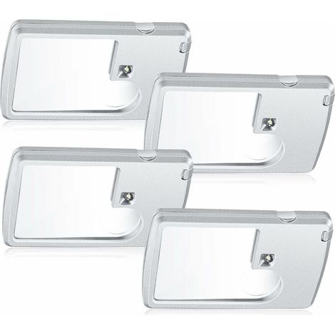 VURAHOME - Loupe De Poche Avec Lumière 4 Pièces Loupe De Voyage De Type Carte De Verres 3X 6X Led Mini Loupe De Carte De Crédit Avec Lumière Lentille Grossissante (1/5)