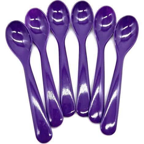 Lot de 6 Cuillères à Oeufs Grand Modèle Plastique Violet (1/2)