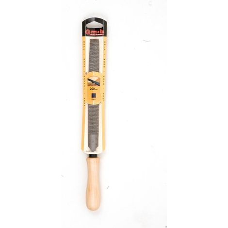 Râpe demi-ronde grosse piqûre – 200 à 250 mm – Acier 0,45 % carbone – Dureté 53 HRC – Manche bois PEFC – MOB (1/4)