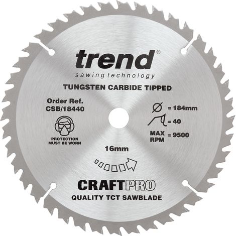 Trend CSB/18440 TCT Circular Saw Blade 184mm X 40 Teeth X 16mm DeWalt DWE560 (1/5)