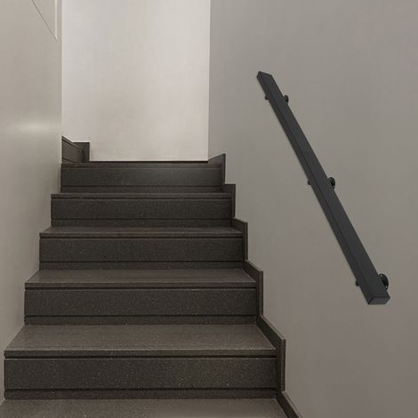 5 Fuß schwarzer Edelstahl-Handlauf, wandmontiertes flaches Rechteck-Treppengeländer, modernes Sicherheitsgeländer, 100% After-Sales-Service