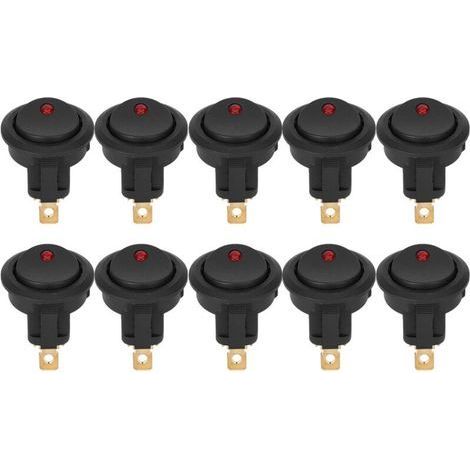 Interrupteur SPST étanche à bascule ronde marche/arrêt 12V, 10 pièces, projecteur LED, borne argentée à 3 broches (1/5)