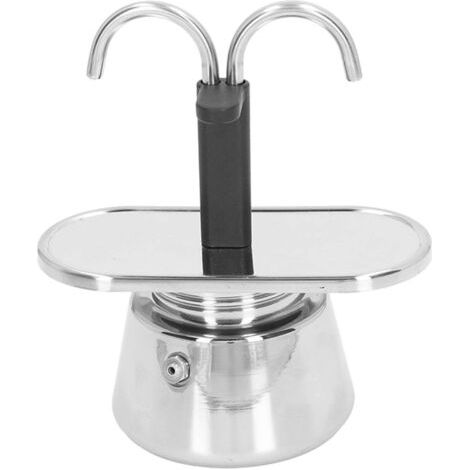 Moka Pot 100ml double tuyau en acier inoxydable Durable de qualité alimentaire Anti-brûlure antidérapant épaissi crépine largement utilisé moka (1/5)