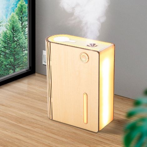 Lampe-Livre Humidificateur - 320 ml - Éclairage Ambiance Chaud - Charge USB - Bois Similé - Pour Chambre Bureau Salon - 1 Pièce (1/5)