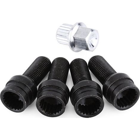 SABIR 4 + 1 M14 1.5 MM en acier noir boulon de roue verrouillage écrou de roue ensemble avec clé (1/4)