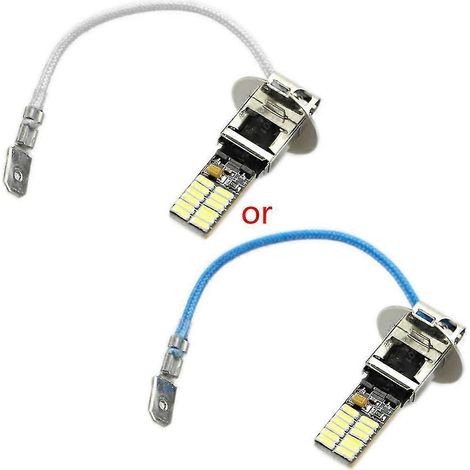 Ampoules LED blanches xénon H3 6500K compatibles avec 24 SMD 4014, compatibles avec les feux antibrouillard ou les phares longue portée. (1/5)
