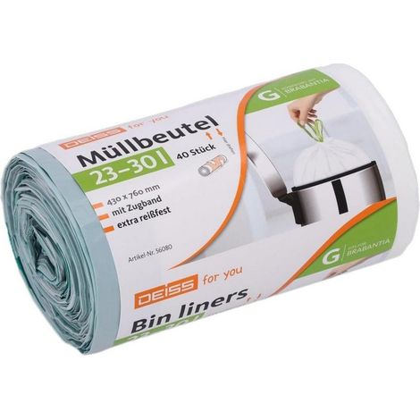Sacs poubelles avec cordon 23 - 30 litres