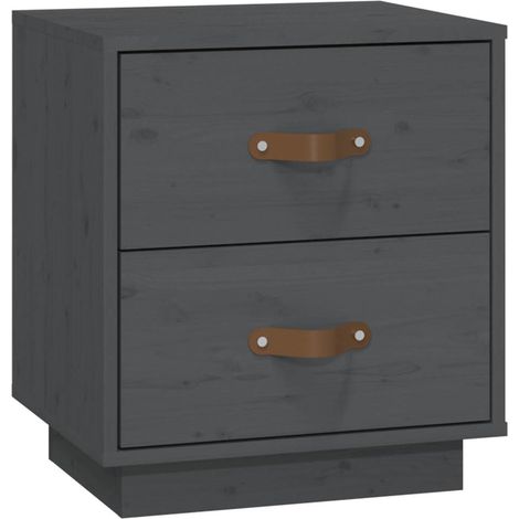 Maison Exclusive - Nachttisch Grau 40x34x45 cm Massivholz Kiefer (1/5)