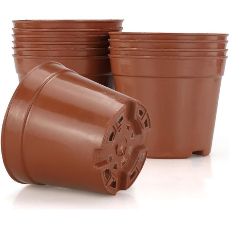 Lot de 10 Pots en Plastique - 8,5 cm - Pour Semis et Boutures - Avec Trous de Drainage - Jardinage Intérieur et Extérieur (1/5)